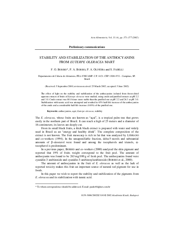 (PDF) Stability and stabilization of the anthocyanins fromEuterpe ...