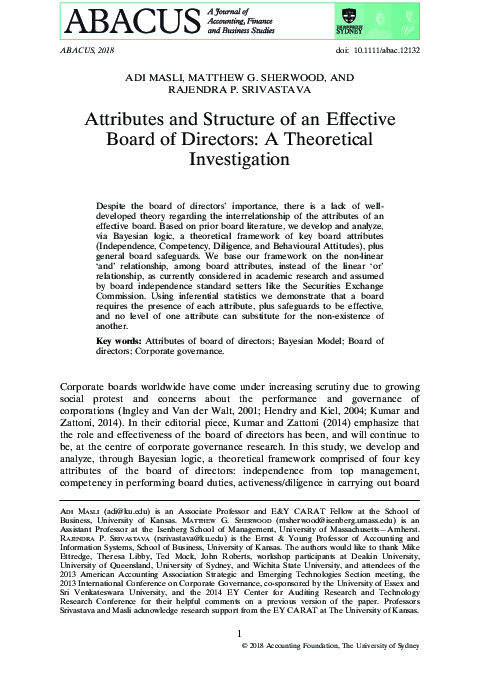 (PDF) Attributes and Structure of an Effective Board of Directors: A ...
