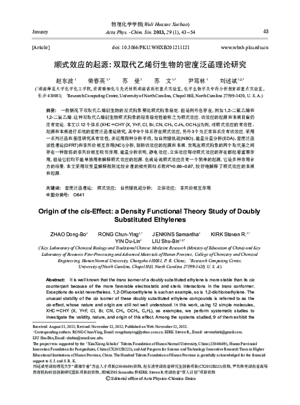 (PDF) Origin of the cis-effect: A density functional theory study of ...