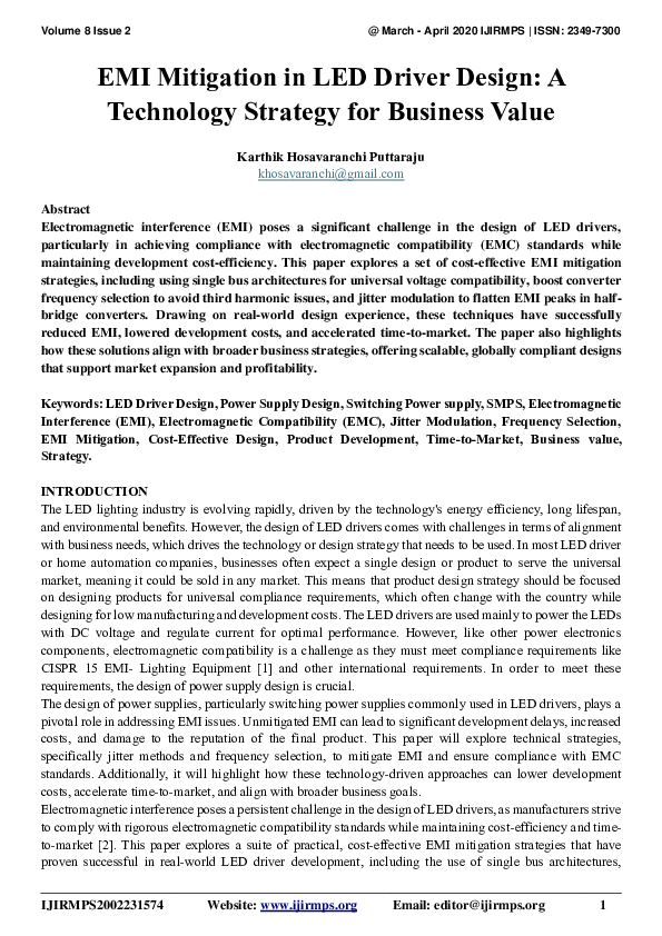 (PDF) EMI Mitigation in LED Driver Design: A Technology Strategy for ...