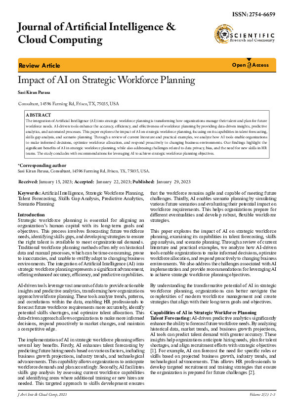 (PDF) Impact of AI on Strategic Workforce Planning