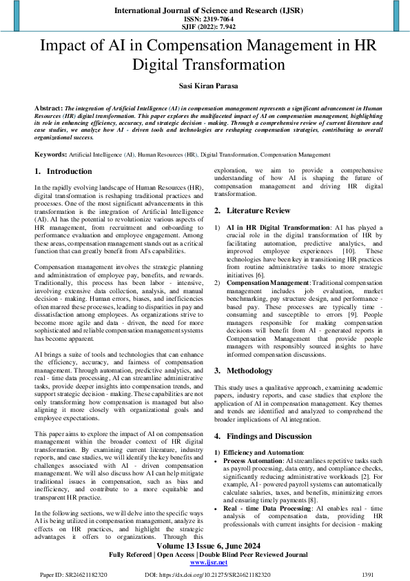 (PDF) Impact of AI in Compensation Management in HR Digital Transformation