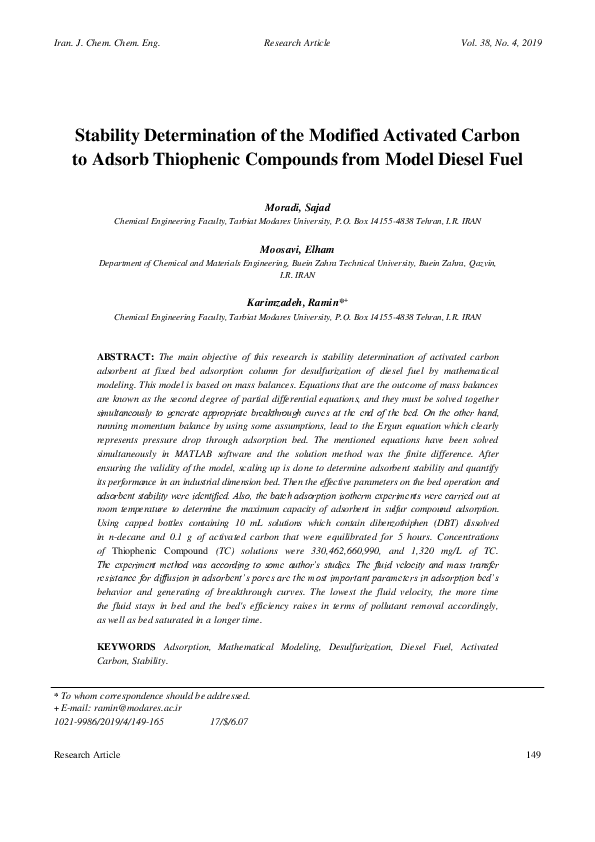 (PDF) Stability Determination of the Modified Activated Carbon to ...