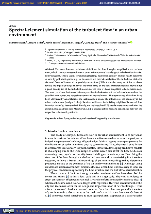 (PDF) Spectral-Element Simulation of the Turbulent Flow in an Urban ...