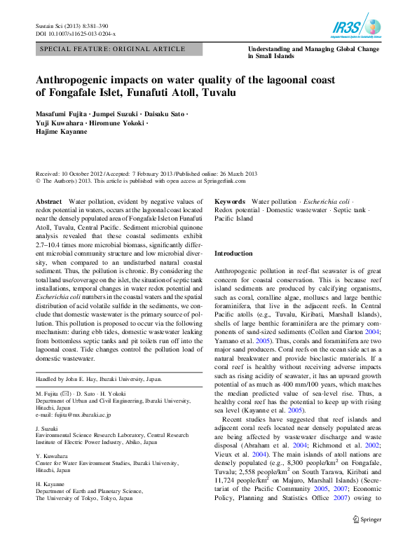 (PDF) Anthropogenic impacts on water quality of the lagoonal coast of ...