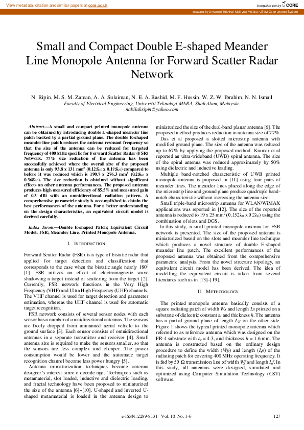 (PDF) Small and Compact Double E-shaped Meander Line Monopole Antenna ...