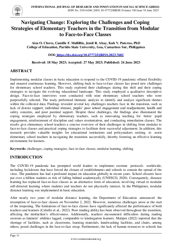 (PDF) Navigating Change: Exploring the Challenges and Coping Strategies ...