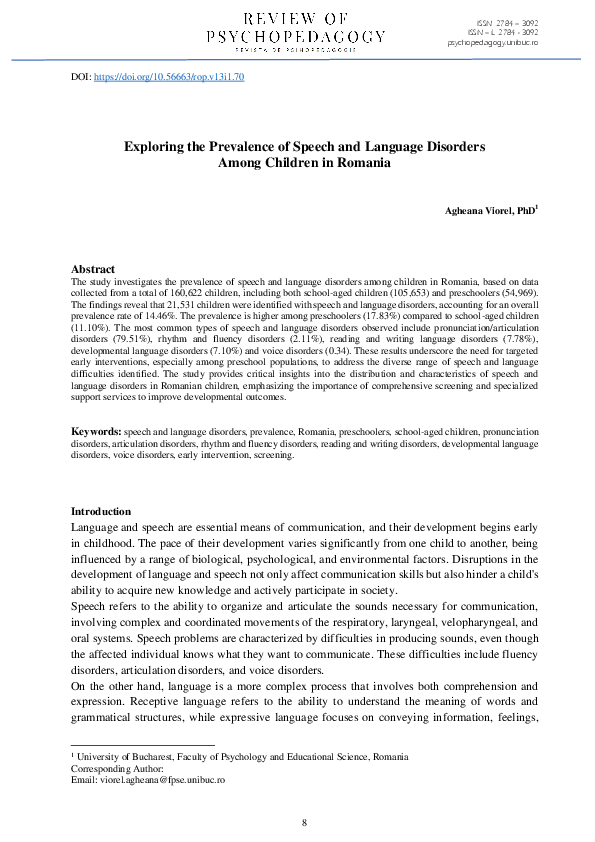 (PDF) Exploring the Prevalence of Speech and Language Disorders Among ...
