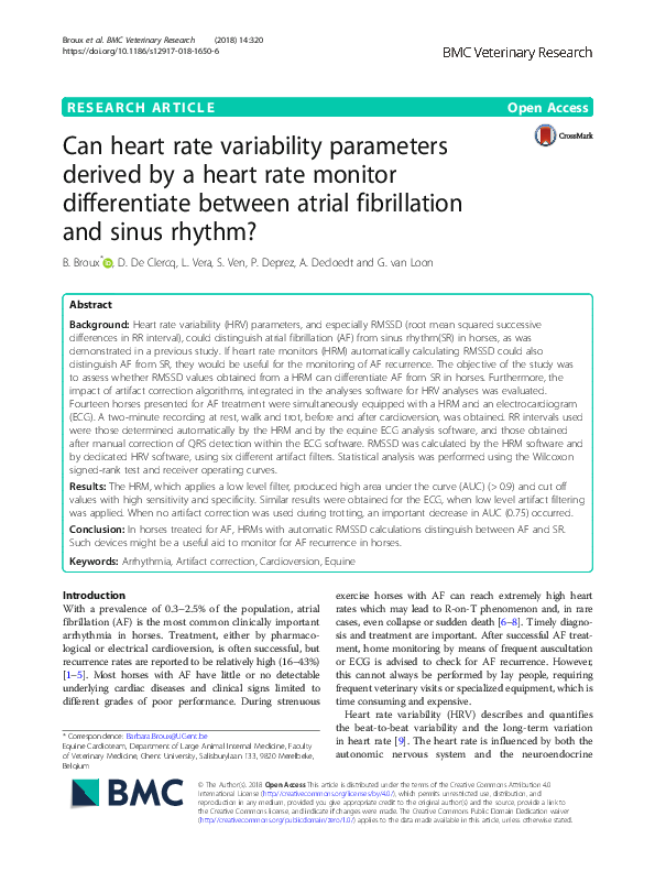 (PDF) Can heart rate variability parameters derived by a heart rate ...