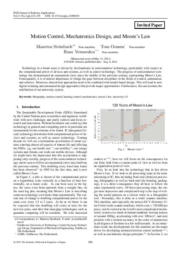 (PDF) Motion Control, Mechatronics Design, and Moore's Law