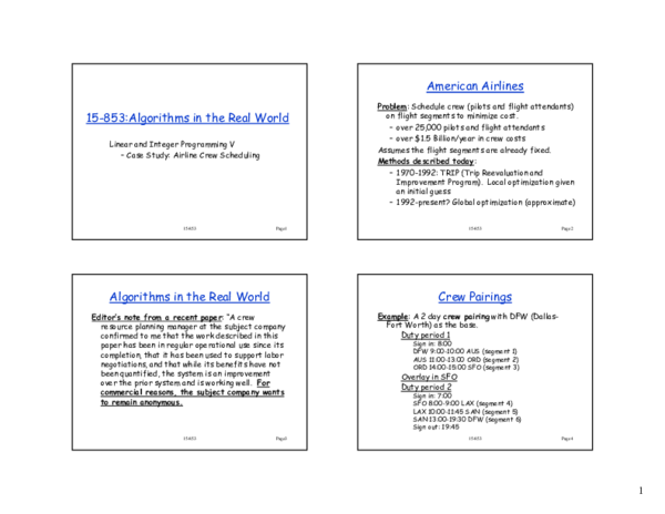 (PDF) Algorithms in the Real World