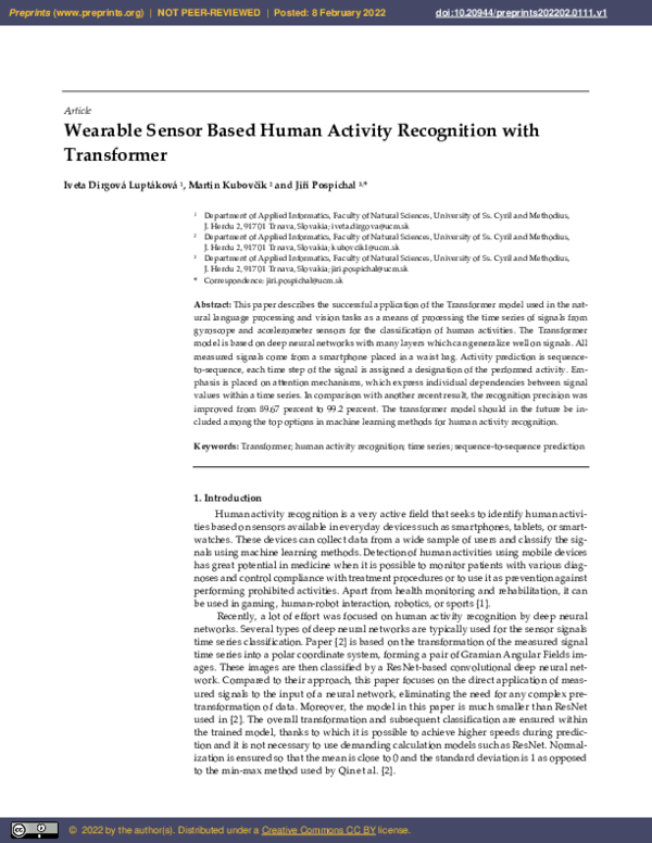 (PDF) Wearable Sensor Based Human Activity Recognition with Transformer