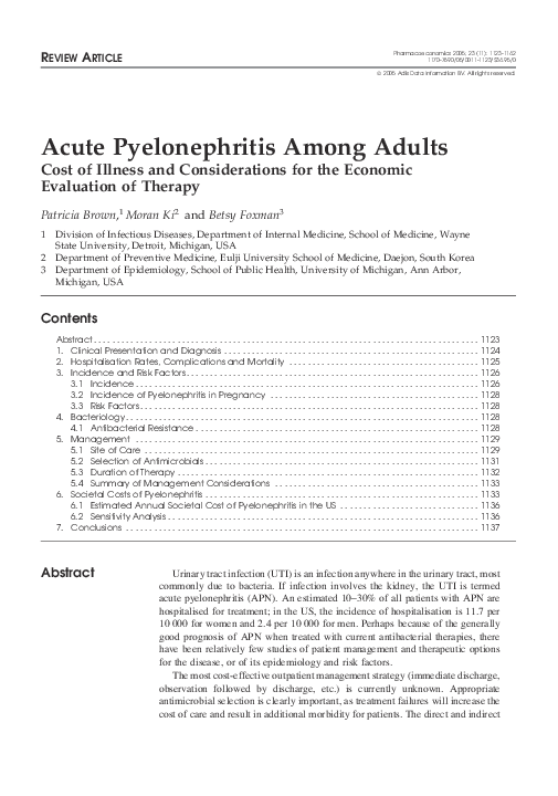 (PDF) Acute Pyelonephritis Among Adults