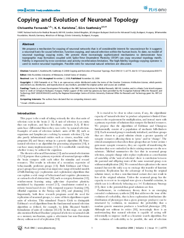 (PDF) Copying and Evolution of Neuronal Topology