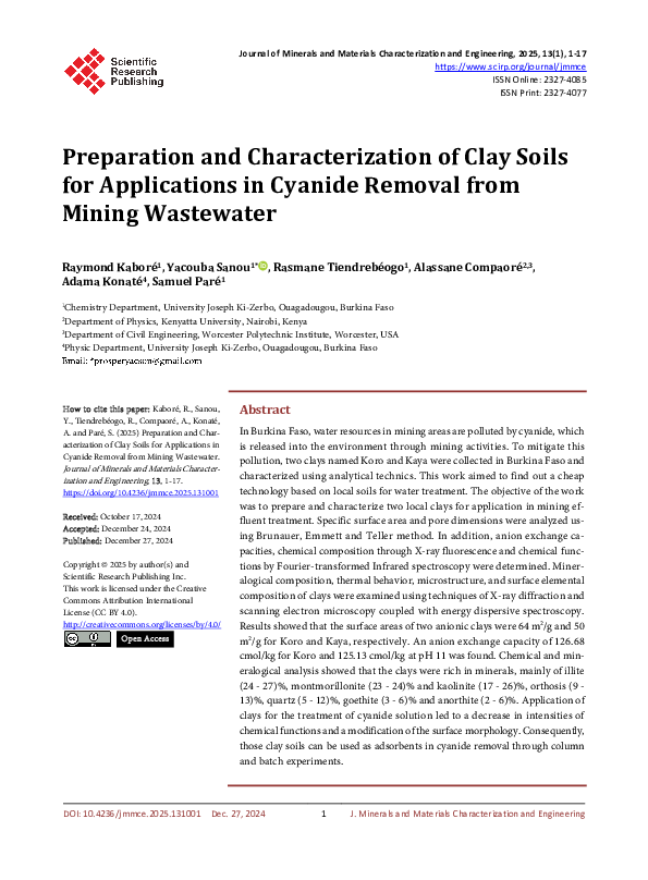 (PDF) Preparation and Characterization of Clay Soils for Applications ...