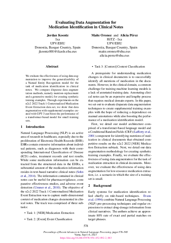 (PDF) Evaluating Data Augmentation for Medication Identification in ...
