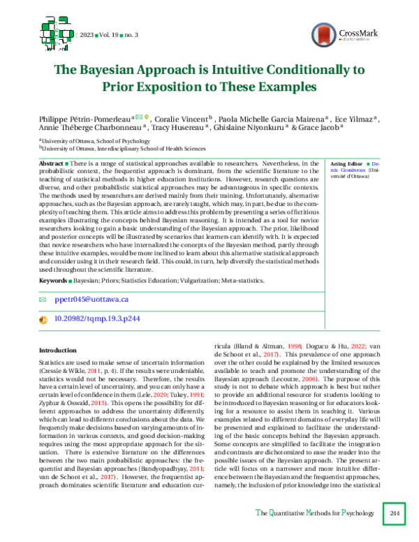 (PDF) The Bayesian Approach is Intuitive Conditionally to Prior ...