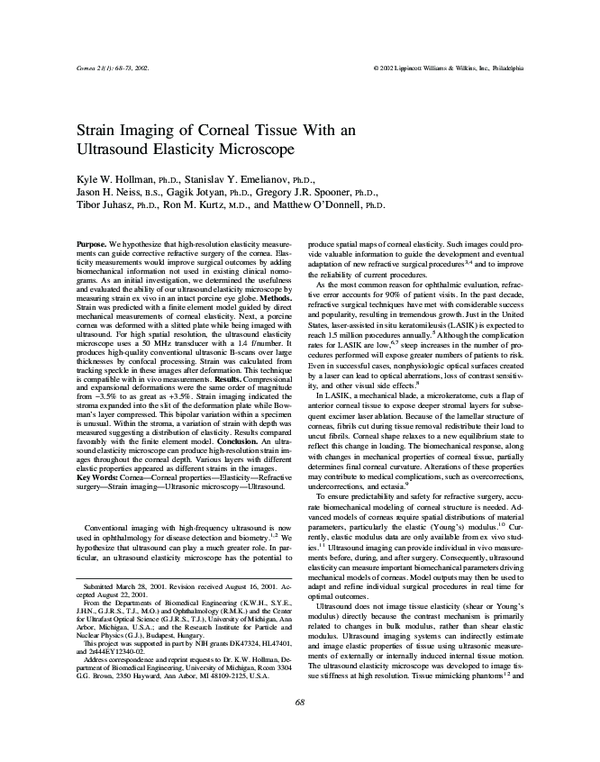 (PDF) Strain Imaging of Corneal Tissue With an Ultrasound Elasticity ...