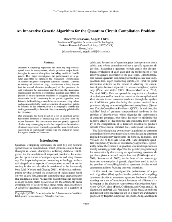 (PDF) An Innovative Genetic Algorithm for the Quantum Circuit ...