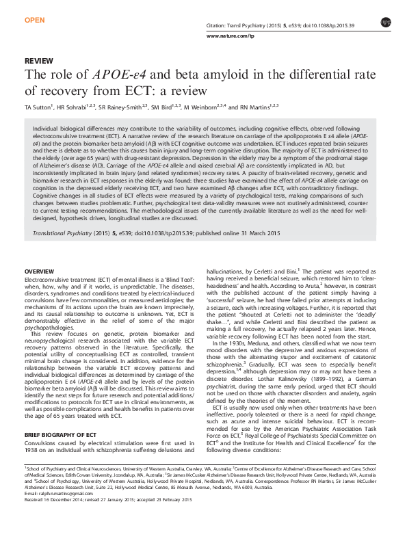 (PDF) The role of APOE-ɛ4 and beta amyloid in the differential rate of ...