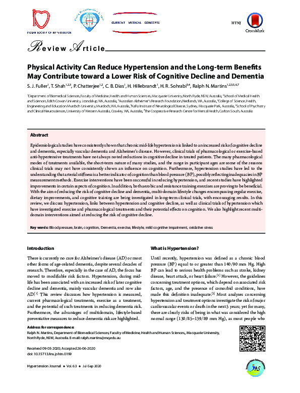 (PDF) Physical Activity Can Reduce Hypertension and the Long-term ...