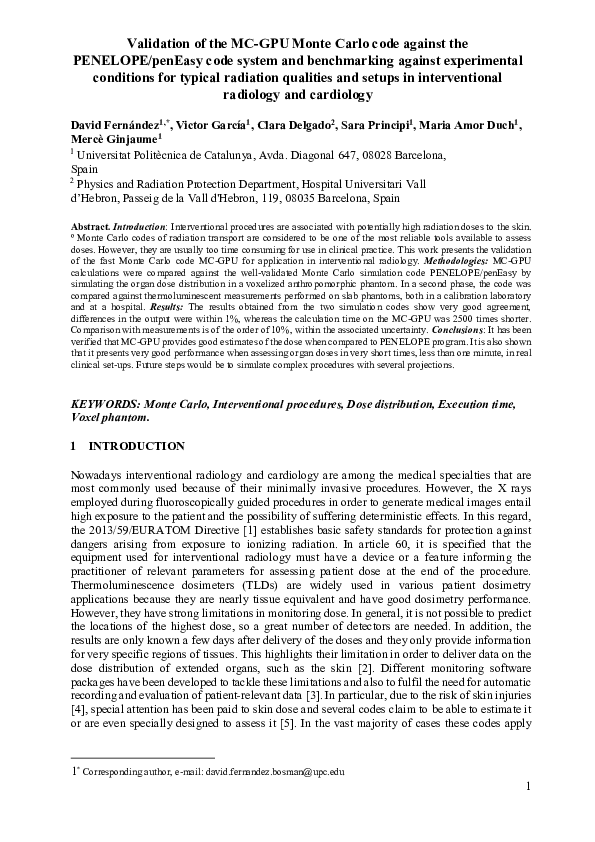 (PDF) Validation of the MC-GPU Monte Carlo code against the PENELOPE ...
