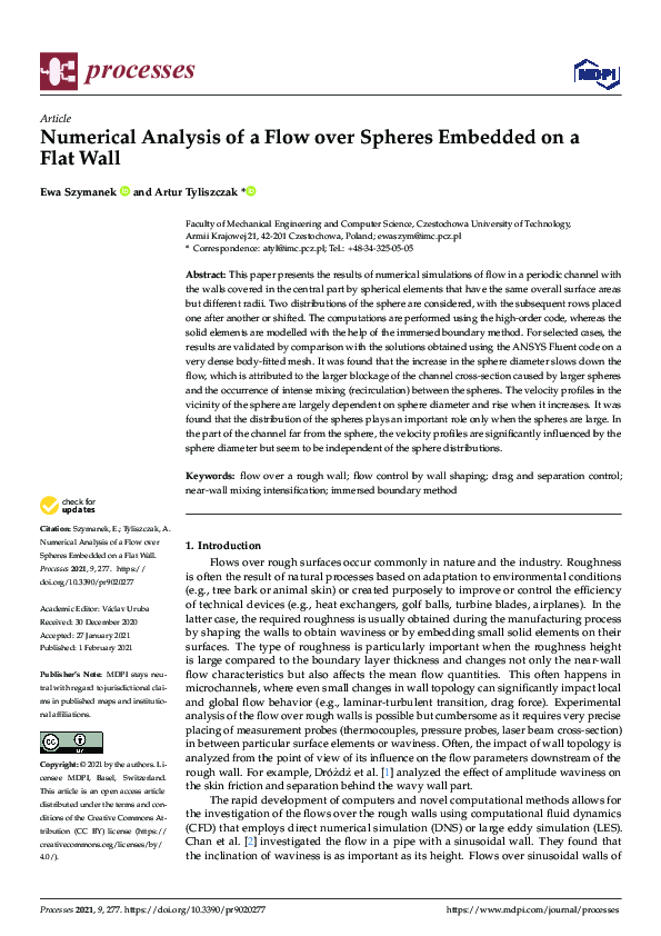 (PDF) Numerical Analysis of a Flow over Spheres Embedded on a Flat Wall