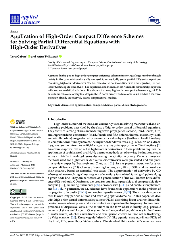 (PDF) Application of High-Order Compact Difference Schemes for Solving ...