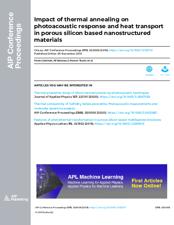 (PDF) Impact of thermal annealing on photoacoustic response and heat ...
