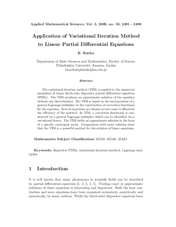 (PDF) Application of variational iteration method to heat- and wave ...