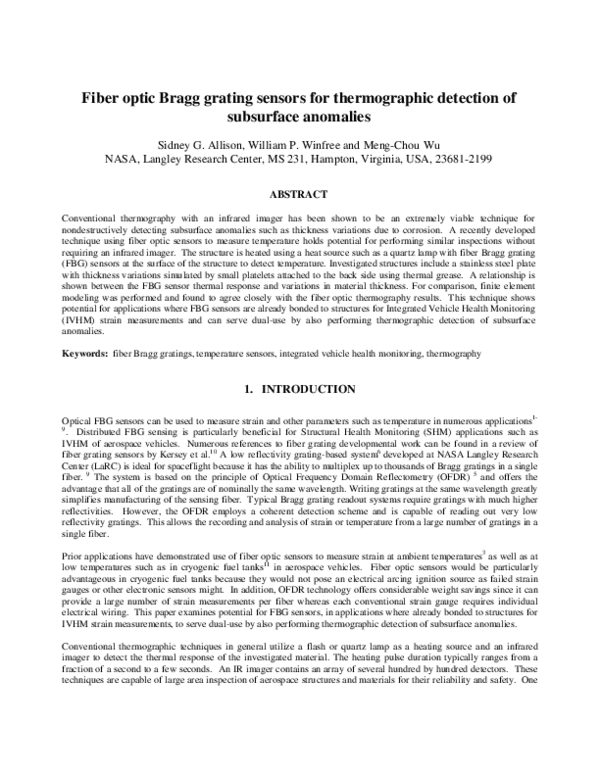 (PDF) Fiber Optic Bragg Grating Sensors for Thermographic Detection of ...