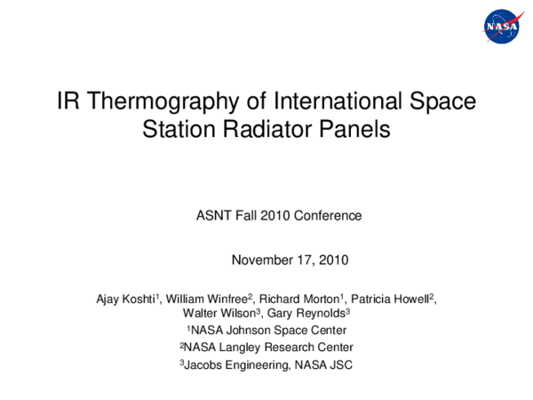 (PDF) IR Thermography of International Space Station Radiator Panels