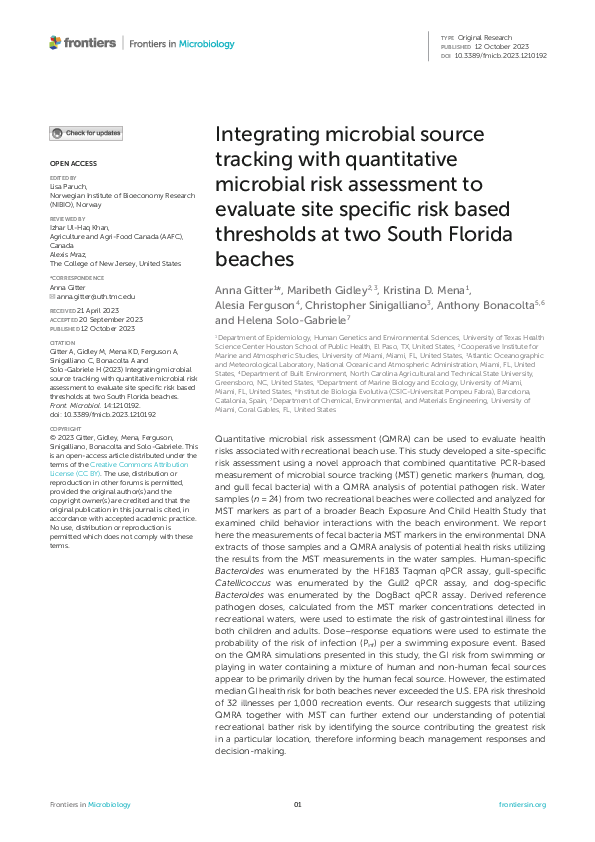 (PDF) Integrating microbial source tracking with quantitative microbial ...