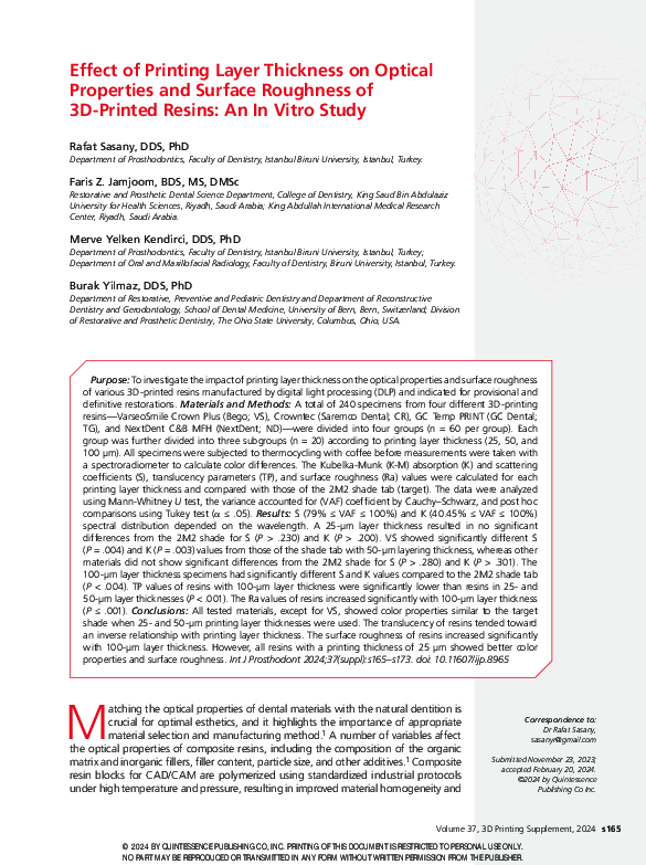 (PDF) Effect of Printing Layer Thickness on Optical Properties and ...