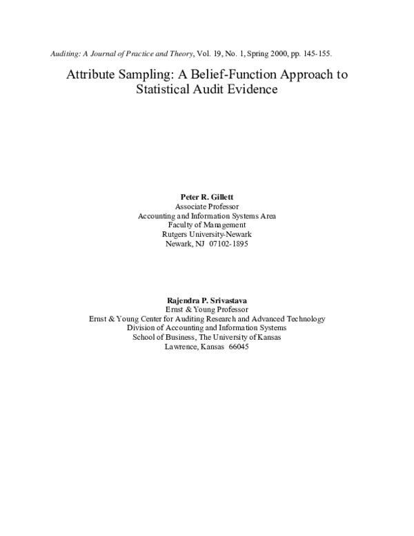 (PDF) Attribute Sampling: A Belief-Function Approach to Statistical ...