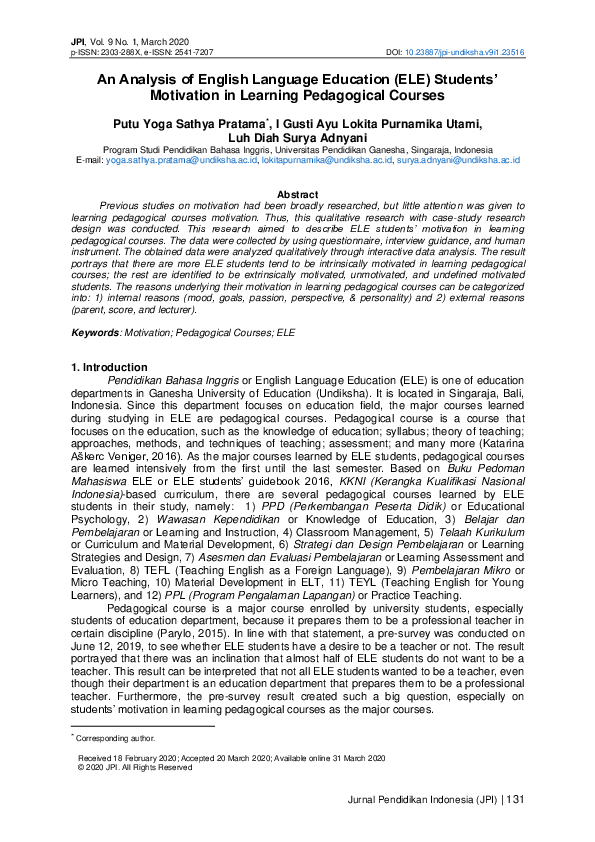 (PDF) An Analysis of English Language Education (ELE) Students ...
