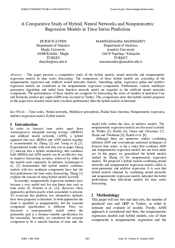 (PDF) A comparative study of hybrid, neural networks and nonparametric ...