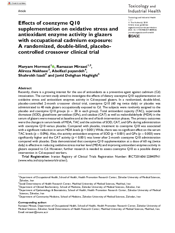(PDF) Effects of coenzyme Q10 supplementation on oxidative stress and ...
