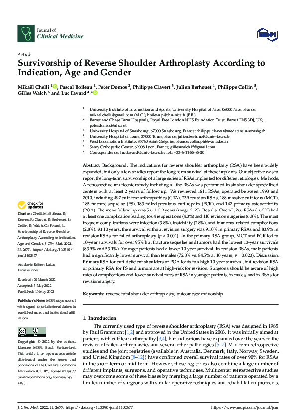 (PDF) Survivorship of Reverse Shoulder Arthroplasty According to ...
