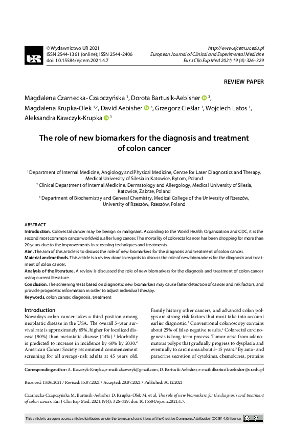 (PDF) The role of new biomarkers for the diagnosis and treatment of ...