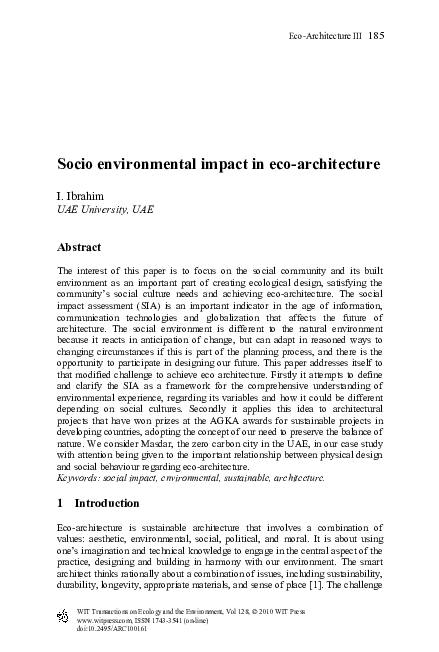 Picture of (PDF) Socio environmental impact in eco-architecture