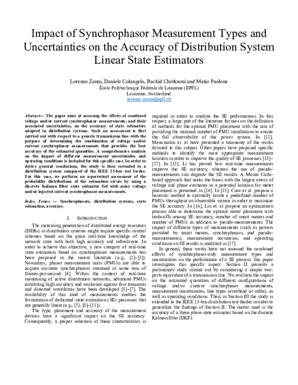 (PDF) Impact of synchrophasor measurement types and uncertainties on ...