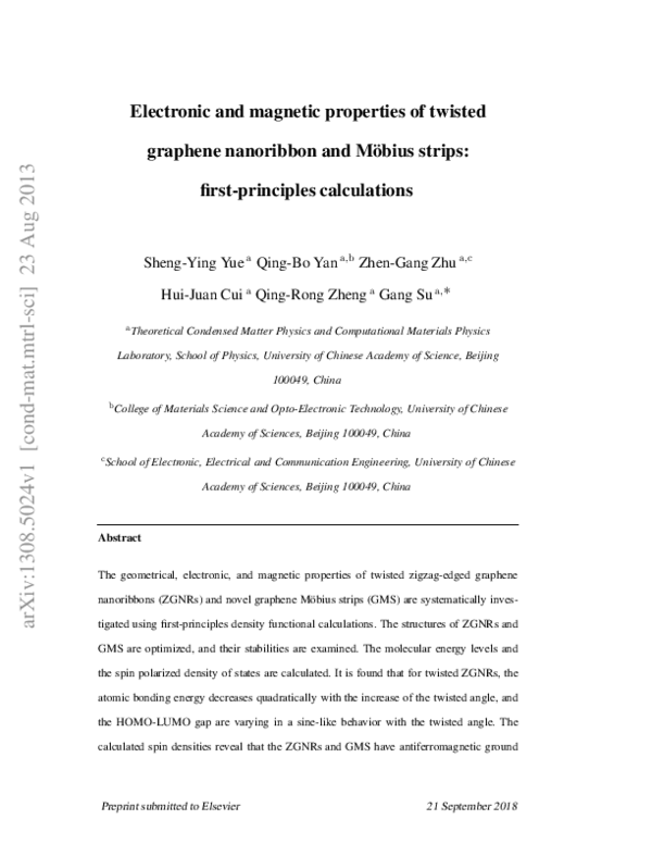 (PDF) First-principles study on electronic and magnetic properties of ...