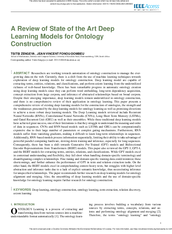 (PDF) A Review of State of the Art Deep Learning Models for Ontology ...