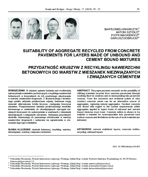 (PDF) Suitability of aggregate recycled from concrete pavements for ...