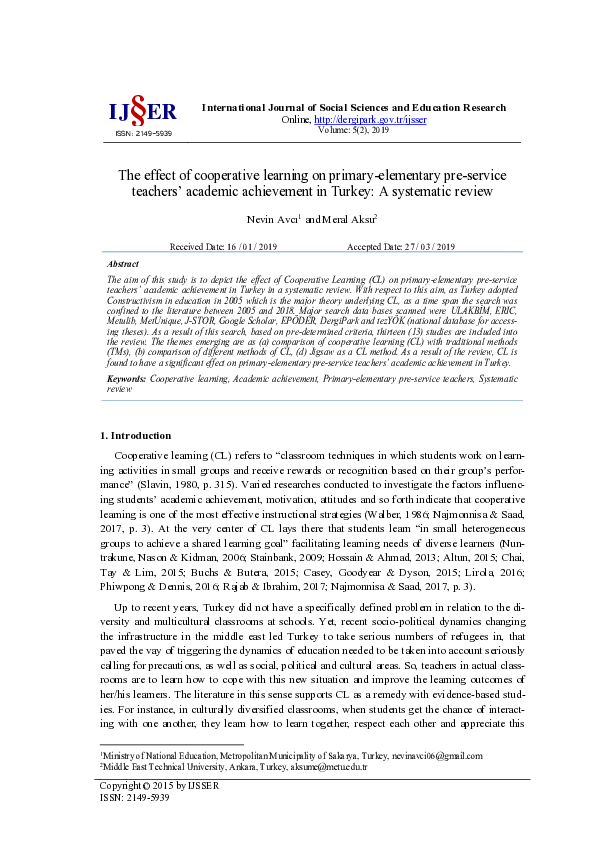 (PDF) The effect of cooperative learning on primary-elementary pre ...