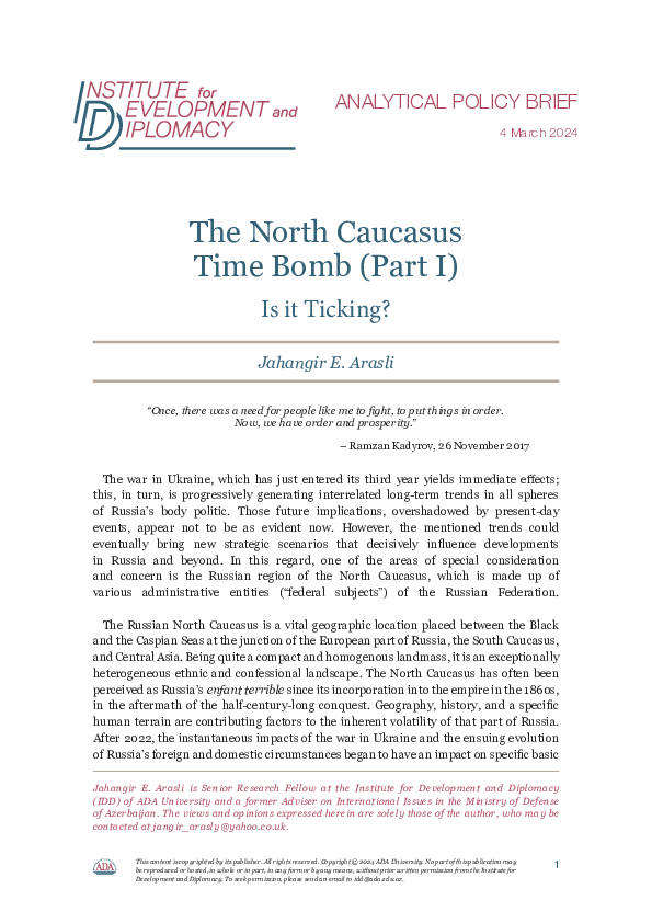 (PDF) The North Caucasus Time Bomb: Is it Ticking? (Part 1)