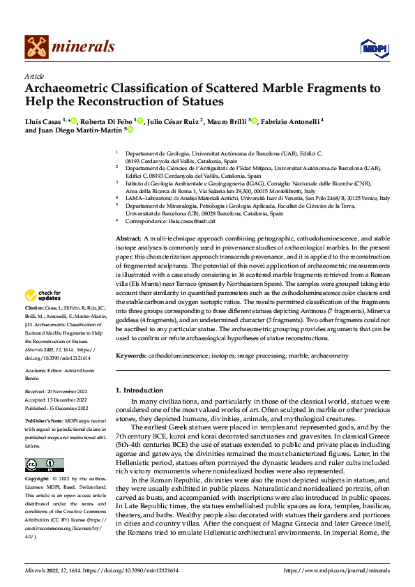 (PDF) Archaeometric Classification of Scattered Marble Fragments to ...