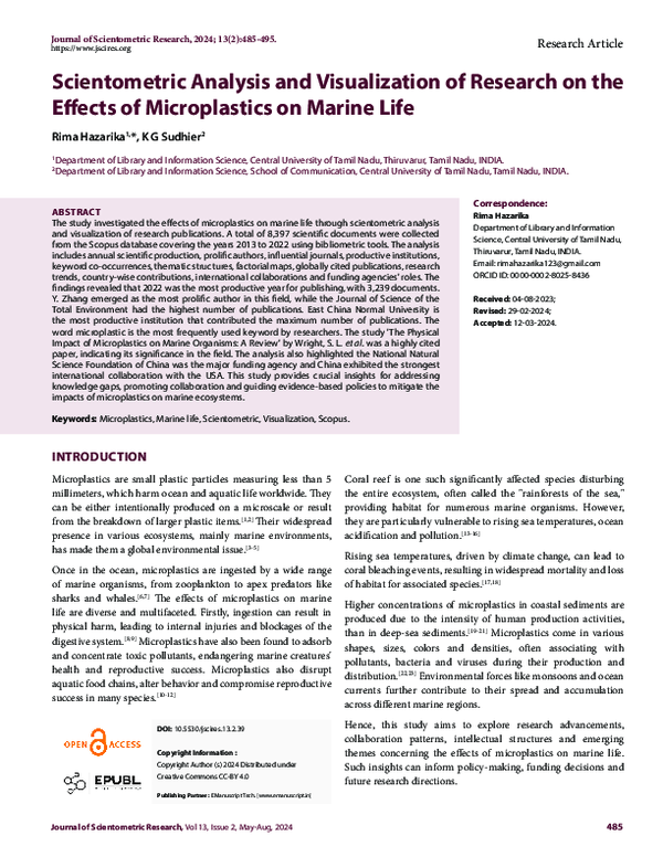 (PDF) Scientometric Analysis and Visualization of Research on the ...