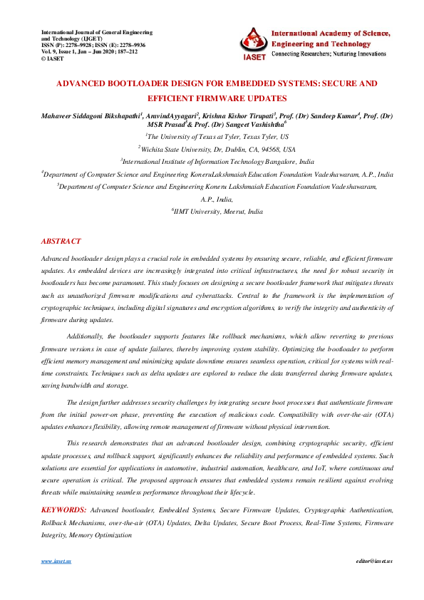 (PDF) Advanced Bootloader Design for Embedded Systems secure and ...